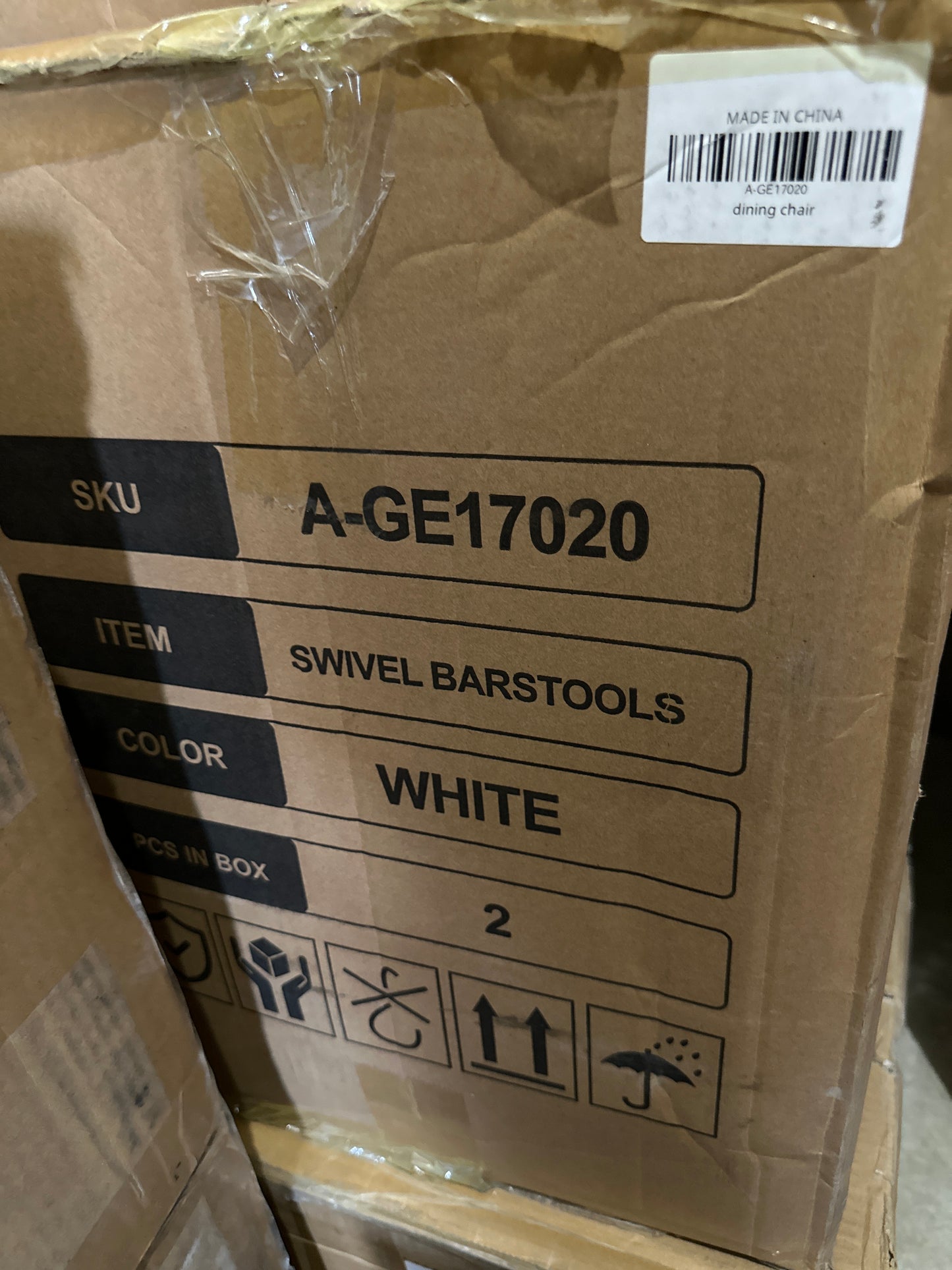 NicBex Retro Bar Stools Crazy-Horse Leather with Metal Legs Barstools, Lounge Kitchen Island Counter Stools, Set of 2, (White Color) - NEW