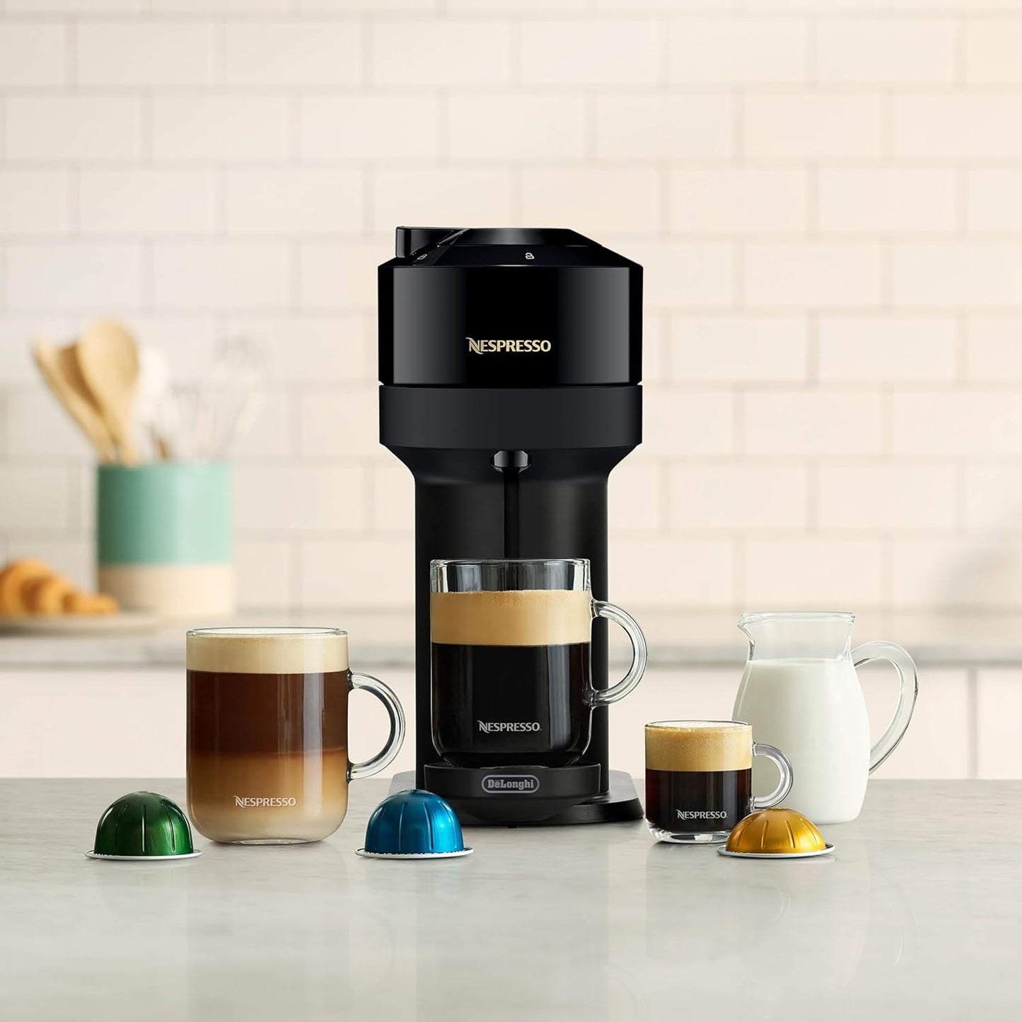 Nespresso Vertuo Next Coffee and Espresso Machine by De'Longhi, Glossy Black