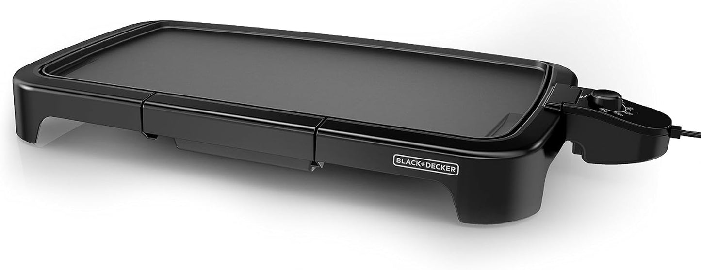 BLACK+DECKER GD2011B Family Sized Electric Griddle, 20 x 11-Inch, Black