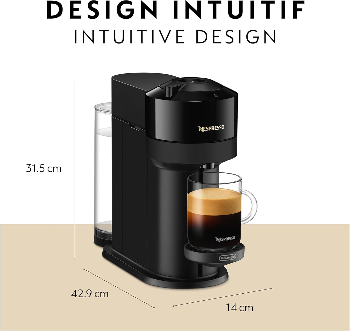 Nespresso Vertuo Next Coffee and Espresso Machine by De'Longhi, Glossy Black