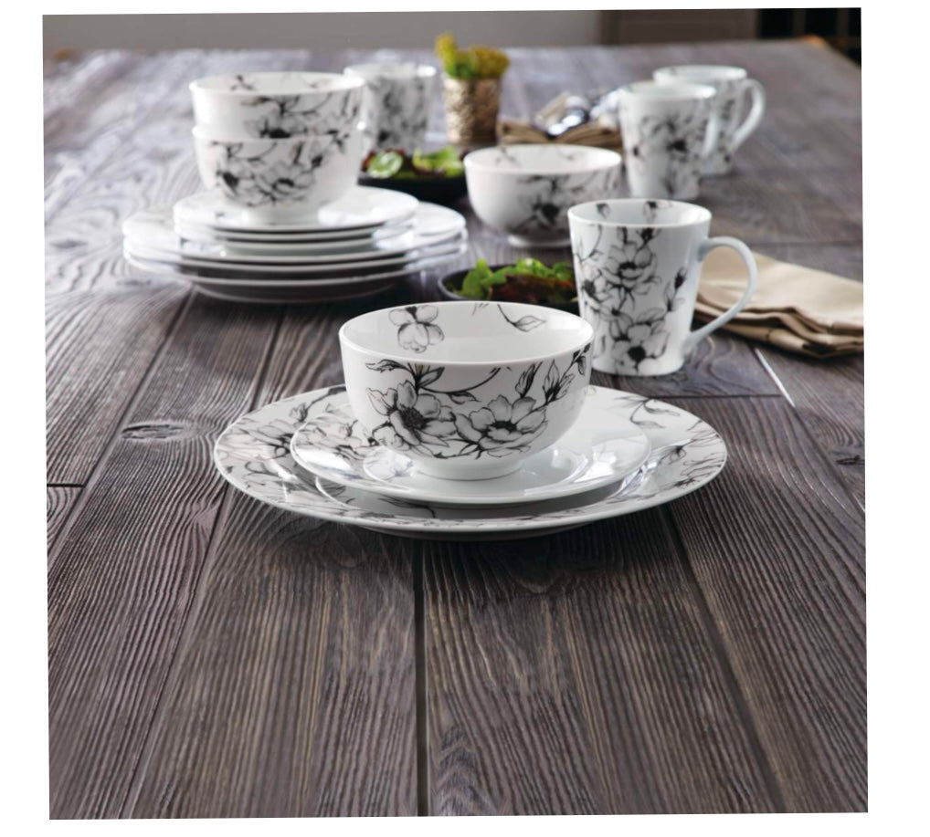 Canvas Wild Rose Porcelain Dinner Set, white (Missing one side Plate)