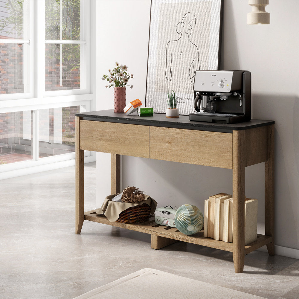 47 Inch Modern Farmhouse Double Drawers Console Table
