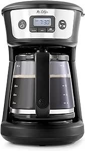 Mr. Coffee 12 Cup Programmable Coffee Maker with Strong Brew Selector, Silver