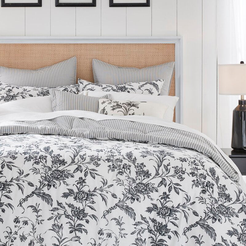 Amberley Floral 100% Cotton Bonus Comforter Queen Set includes Shams and Decorative Pillows