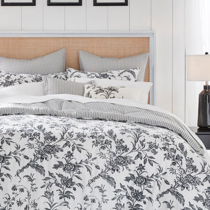 Amberley Floral 100% Cotton Bonus Comforter Queen Set includes Shams and Decorative Pillows