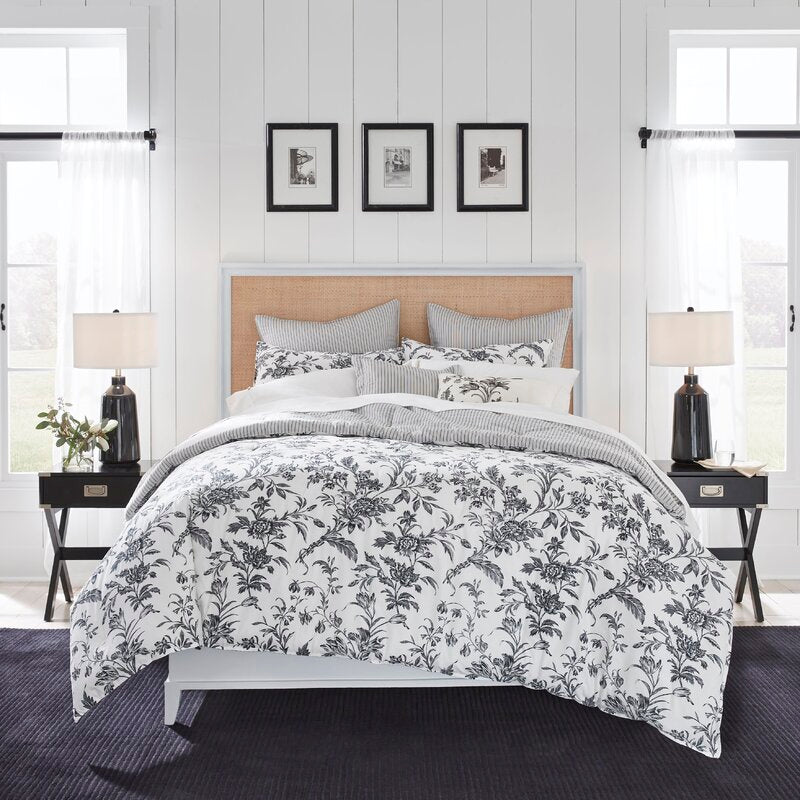 Amberley Floral 100% Cotton Bonus Comforter Queen Set includes Shams and Decorative Pillows