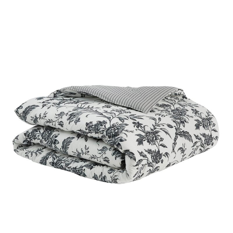 Amberley Floral 100% Cotton Bonus Comforter Queen Set includes Shams and Decorative Pillows
