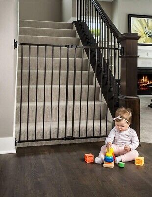 Regalo 2-in-1 Extra Tall Easy Swing Stairway and Hallway Walk Through Baby Gate, Black